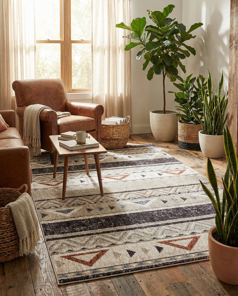 Desert Modern Eco Rug Series Collection Area Rug -  Arches Rectangle Gray  lifestyle 18