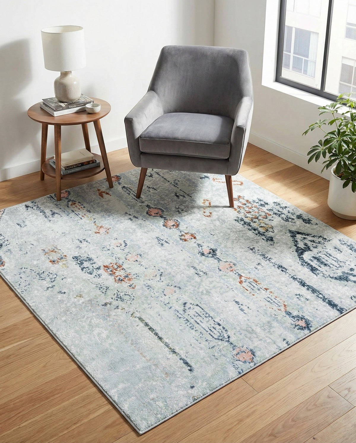 Aegean Elegance Washables Collection Area Rug -  Zakynthos Square Ivory Gray  lifestyle 89
