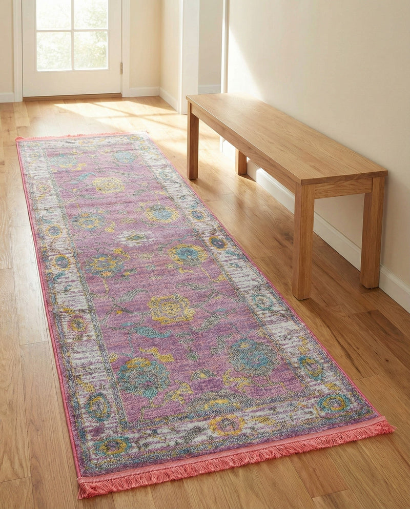 Arcadia Rugs Collection Area Rug - Eden (Pink) Runner Pink  lifestyle 60