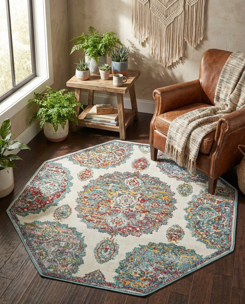 Arcadia Rugs Collection Area Rug -  Atlantis (Cream) Octagon Cream  lifestyle 47