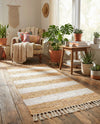 Tassel Trail Collection Area Rug - Pathway (Beige) Runner Beige  lifestyle 69
