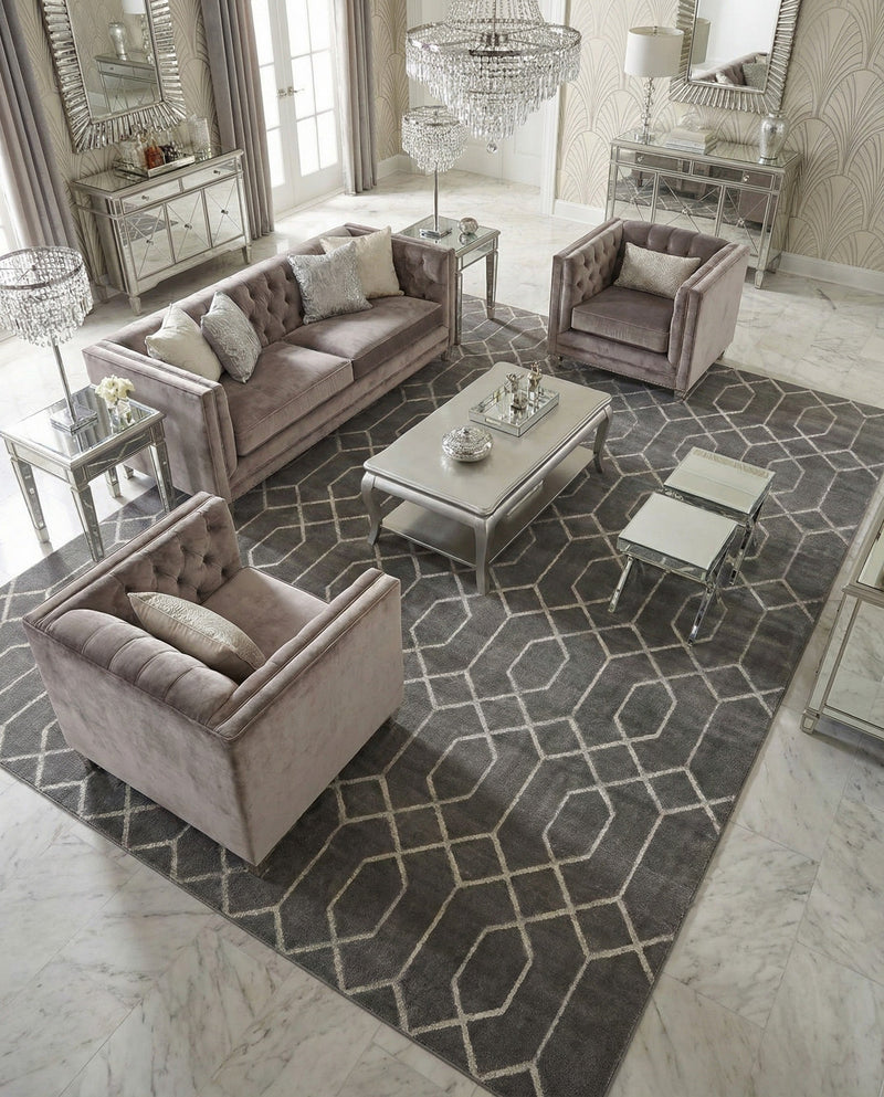 Hollywood Luxe Collection Area Rug - Sunset (Gray Silver) Rectangle Gray Silver  lifestyle 15