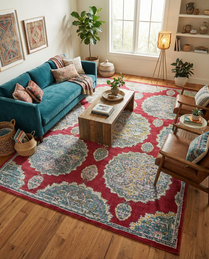 Arcadia Rugs Collection Area Rug -  Atlantis (Red) Rectangle Red  lifestyle 4