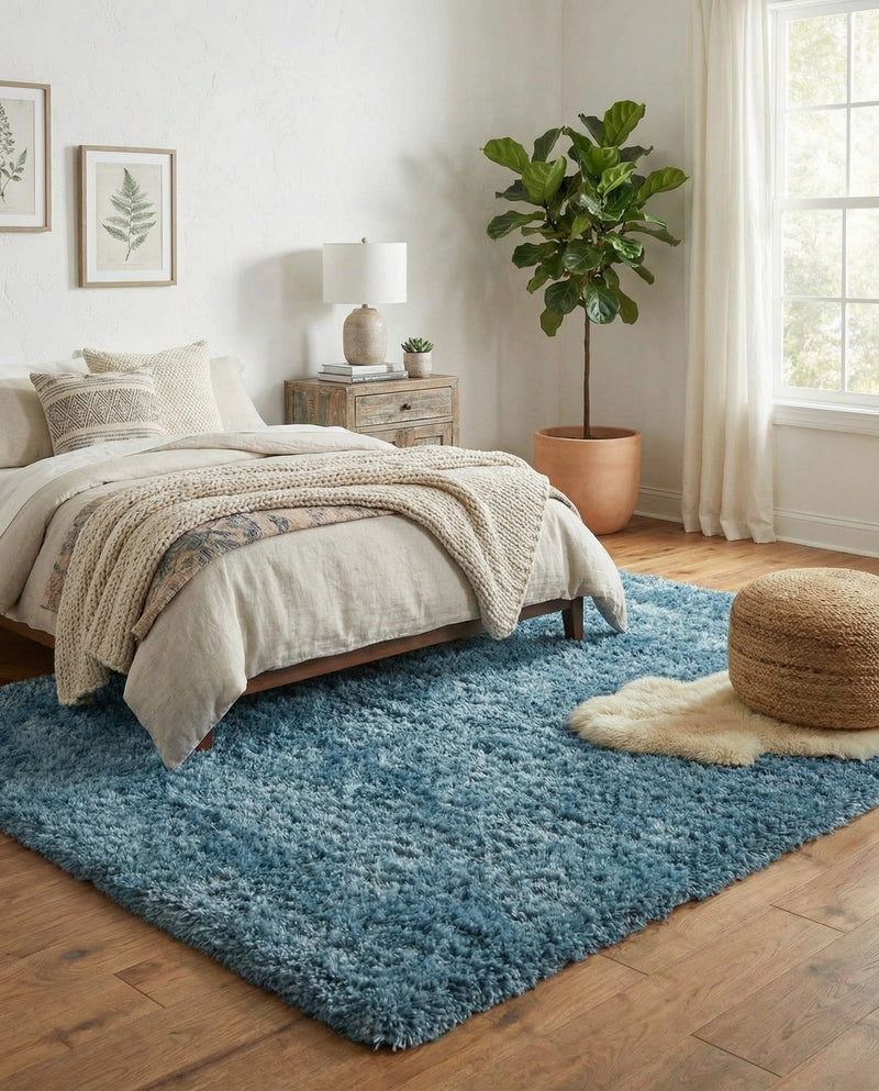 Eternal Plush Oasis Collection Area Rug -  Tranquility (Aegean Blue) Rectangle Aegean Blue  lifestyle 25