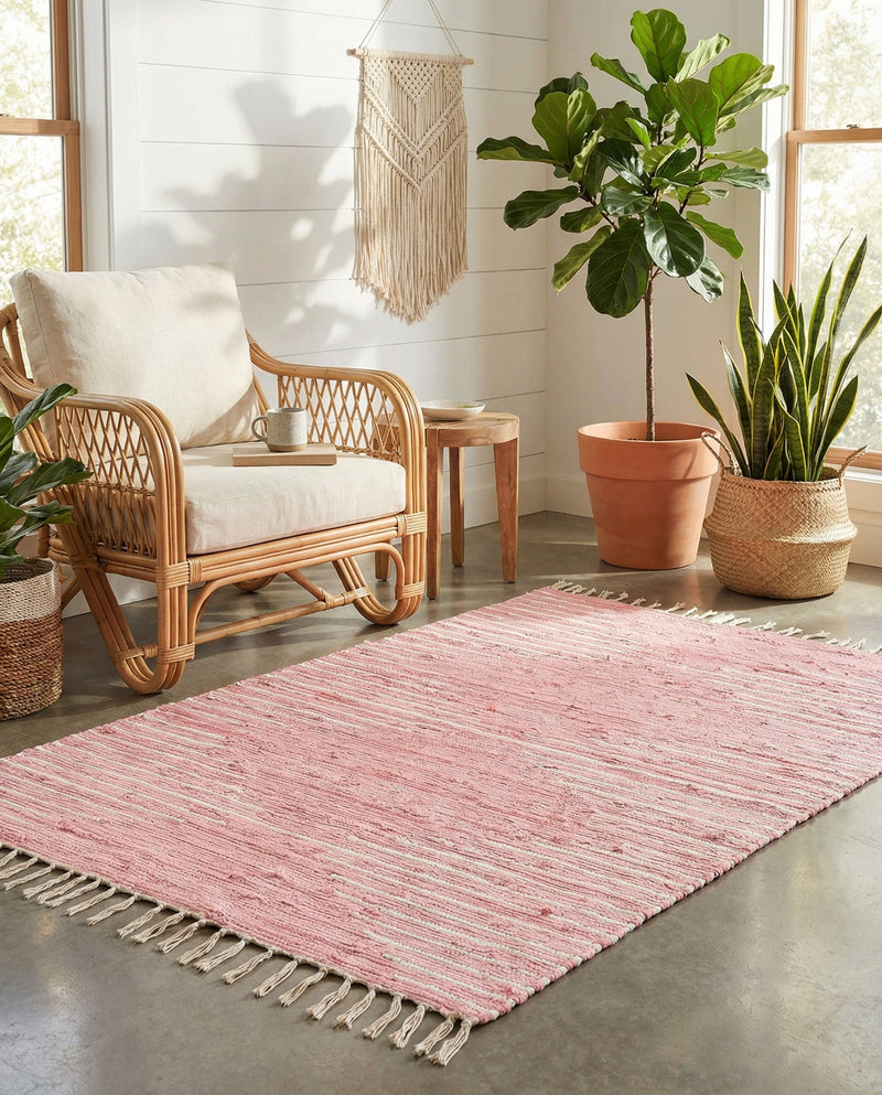Thar Cotton Collection Area Rug - Jaisalmer (Rose) Rectangle Rose  lifestyle 14
