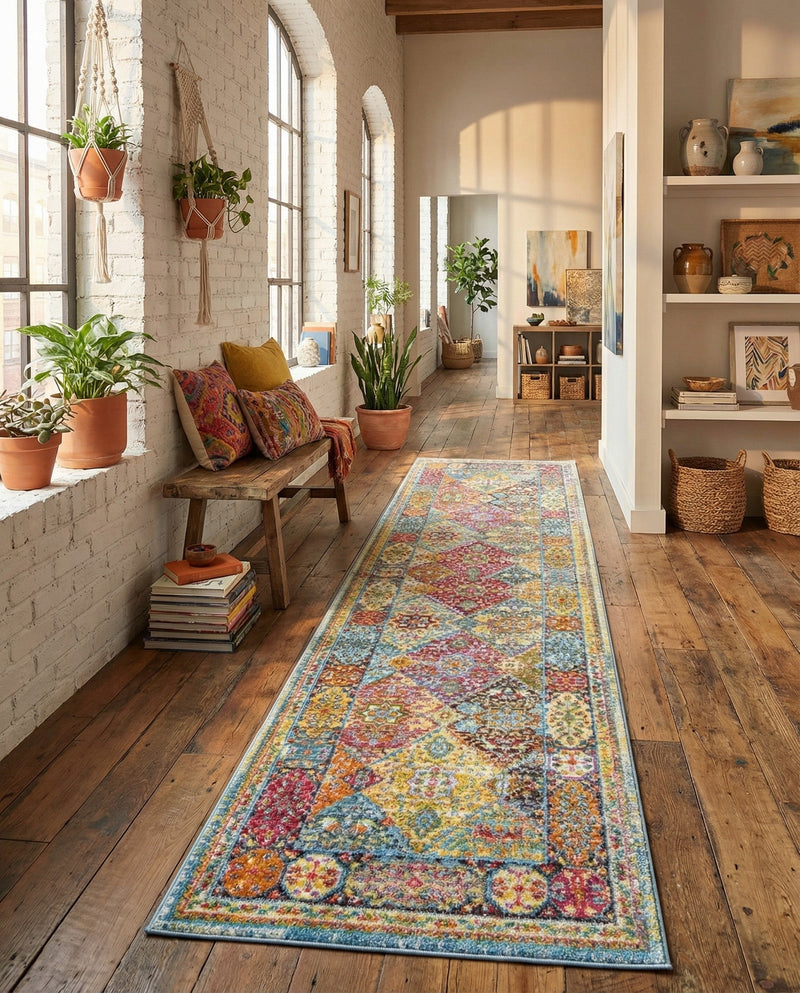 Caribbean Breeze Collection Area Rug -  Grenada Runner Multi  lifestyle 70