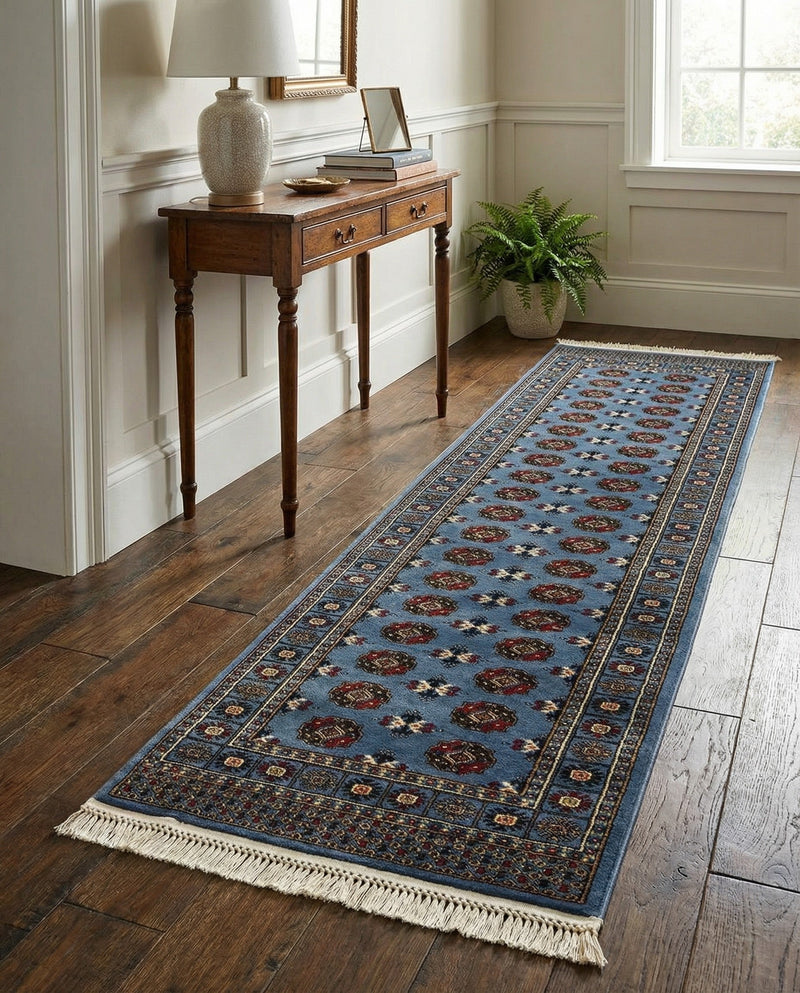 Samarkand Elegance Collection Area Rug -  Margilan (Blue) Runner Blue  lifestyle 35