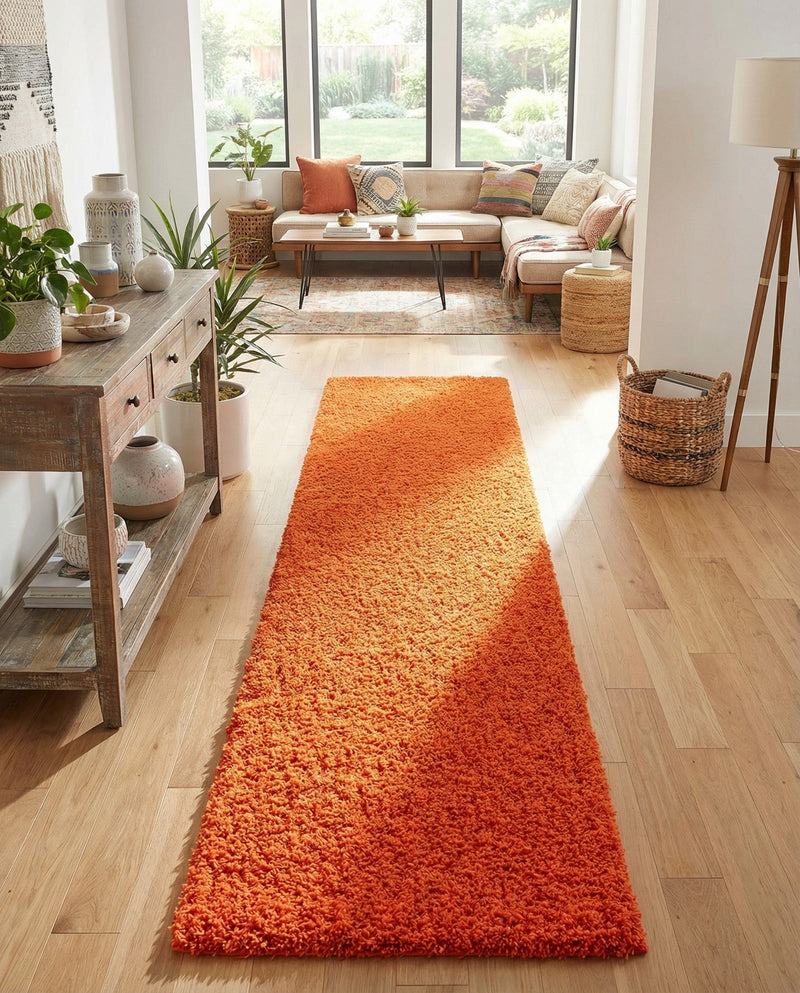 Plush Oasis Collection Area Rug - Serenity (Tiger Orange) Runner Tiger Orange  lifestyle 46