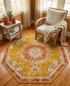 Brighton Terrace Collection Area Rug - Hove (Gold) Octagon Gold  lifestyle 58