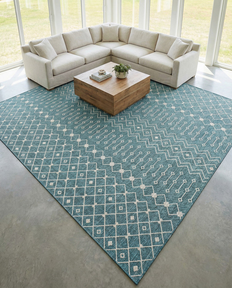 Savannah Pergola Collection Area Rug -  Pergola (Teal) Square Teal  lifestyle 53