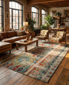 Sedona Vista Collection Area Rug -  Navajo Rectangle Blue  lifestyle 10