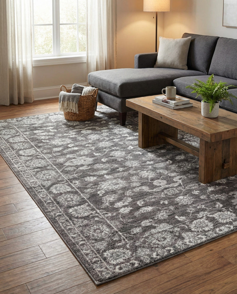 Charleston Elegance Collection Area Rug -  Seaport (Gray) Rectangle Gray  lifestyle 3