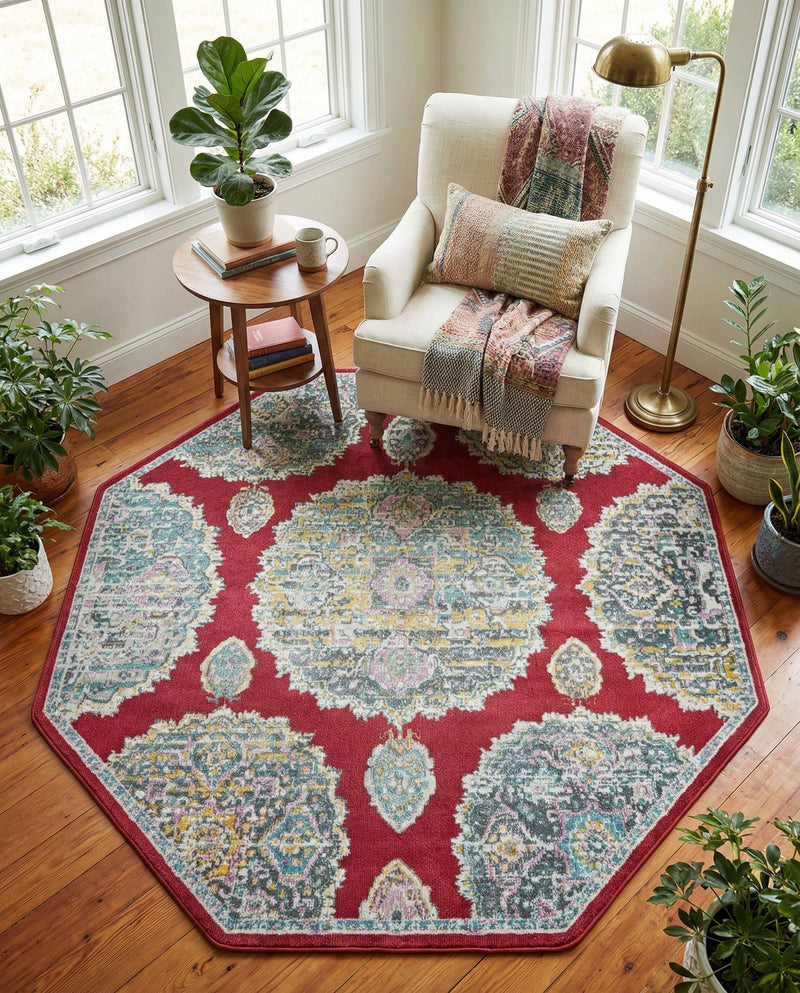 Arcadia Rugs Collection Area Rug -  Atlantis (Red) Octagon Red  lifestyle 71