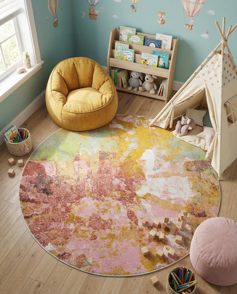 Wonder Tykes Collection Area Rug -  Flutter Round Multi  lifestyle 30