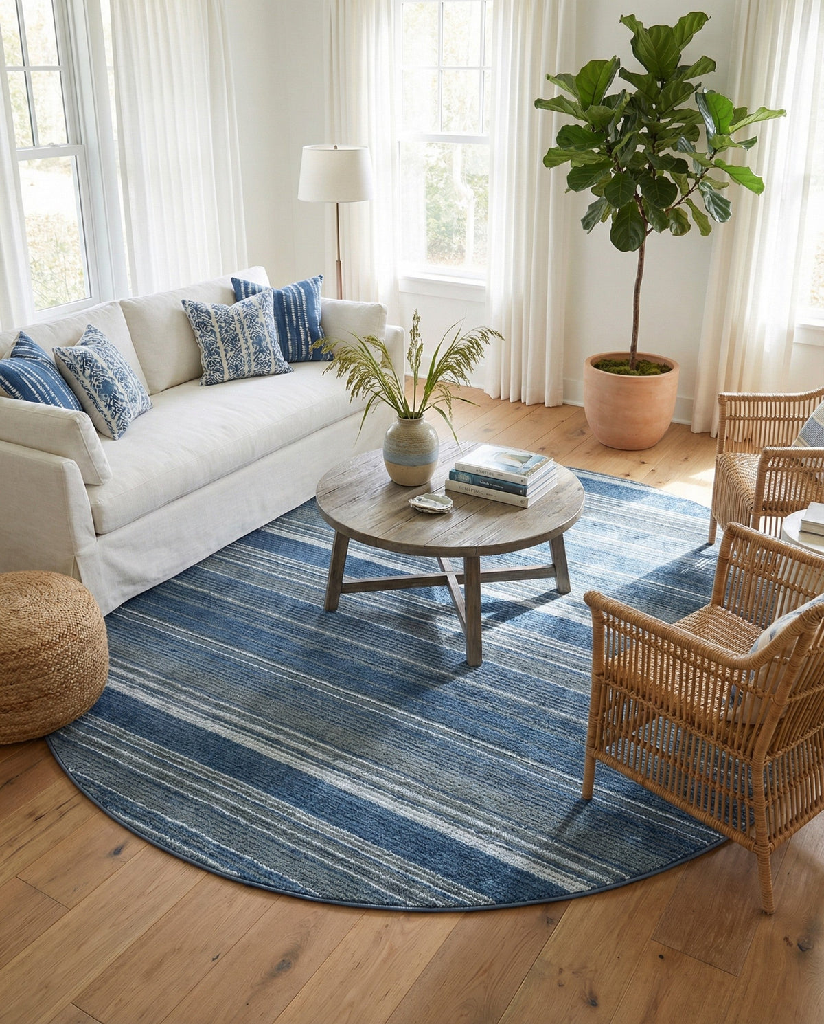 Jewel Oasis Collection Area Rug - Sapphire (Blue) Round Blue  lifestyle 53
