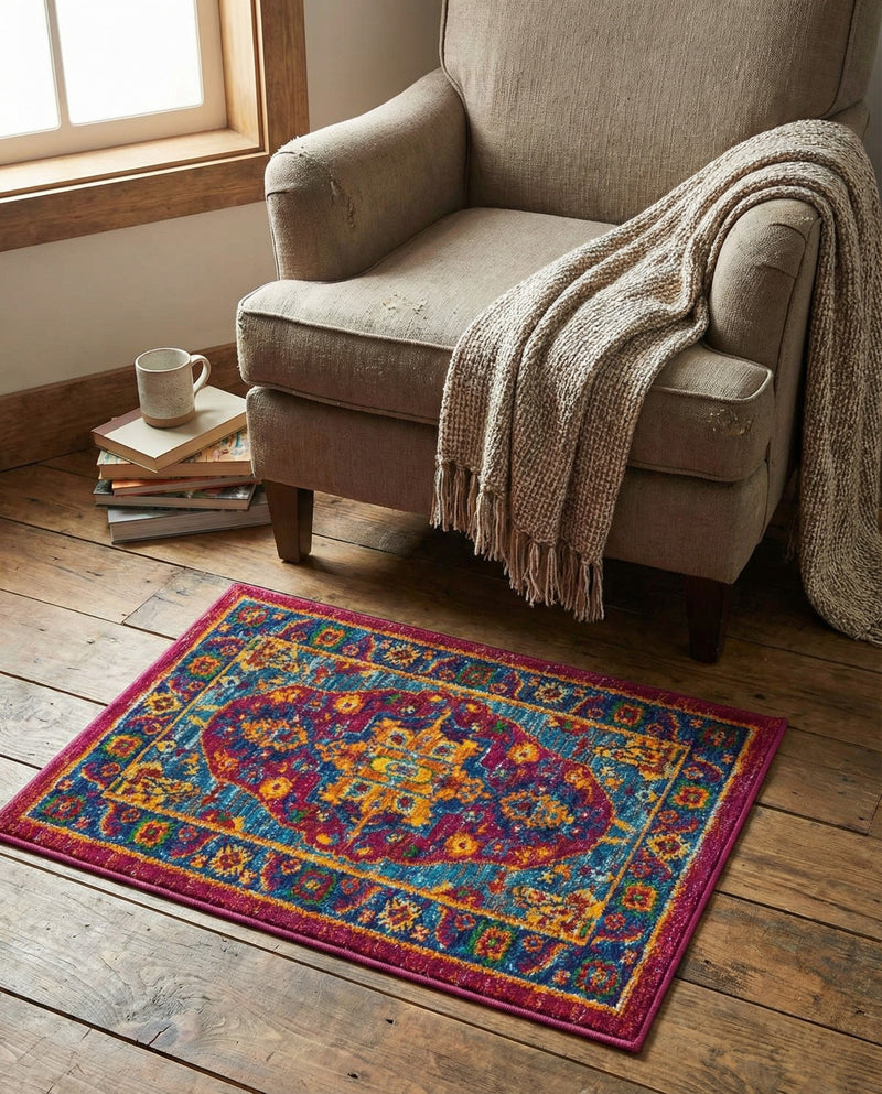 Caribbean Cove Collection Area Rug -  Canouan Rectangle Pink Blue  lifestyle 9