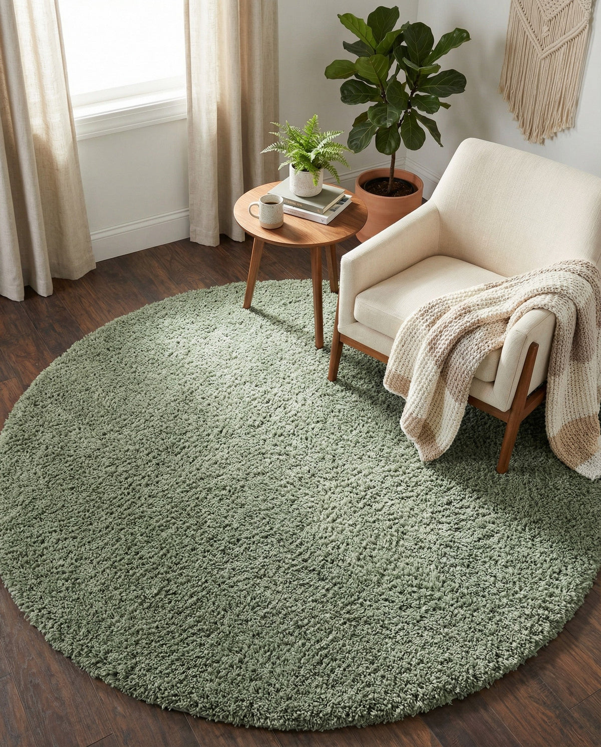 Alpine Plush Collection Area Rug -  Cortina (Sage) Round Sage  lifestyle 71