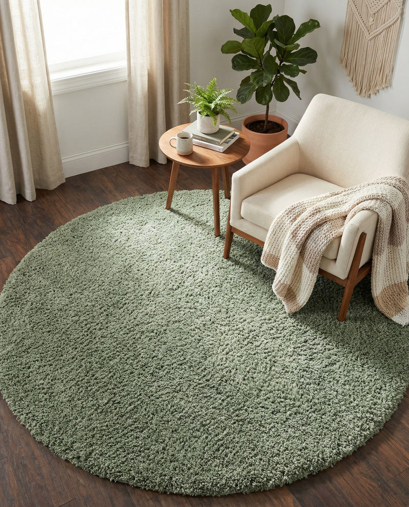 Alpine Plush Collection Area Rug -  Cortina (Sage) Round Sage  lifestyle 71