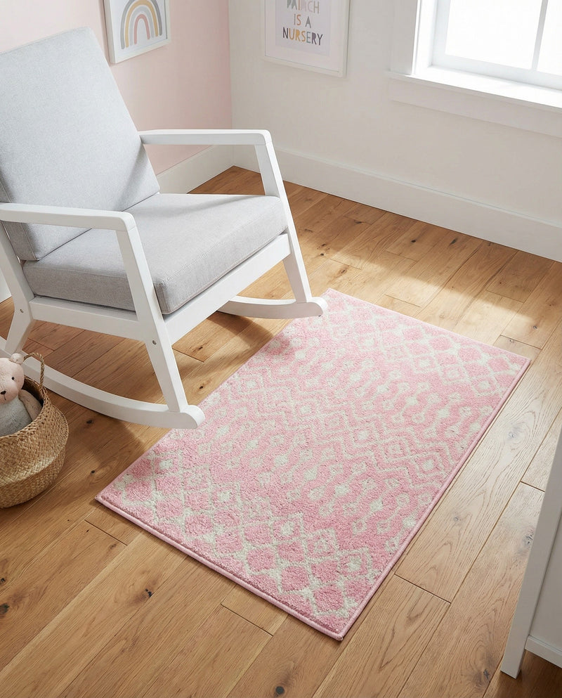 Mediterranean Lattice Collection Area Rug - Santorini (Pink) Rectangle Pink  lifestyle 7