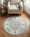Adriana Terrace Collection Area Rug -  Positano (Aqua) Round Aqua  lifestyle 63