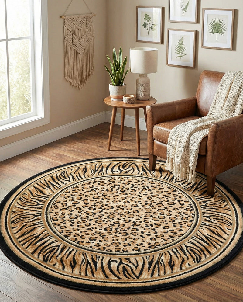 Savannah Sojourn Collection Area Rug -  Chobe Round Light Brown  lifestyle 61