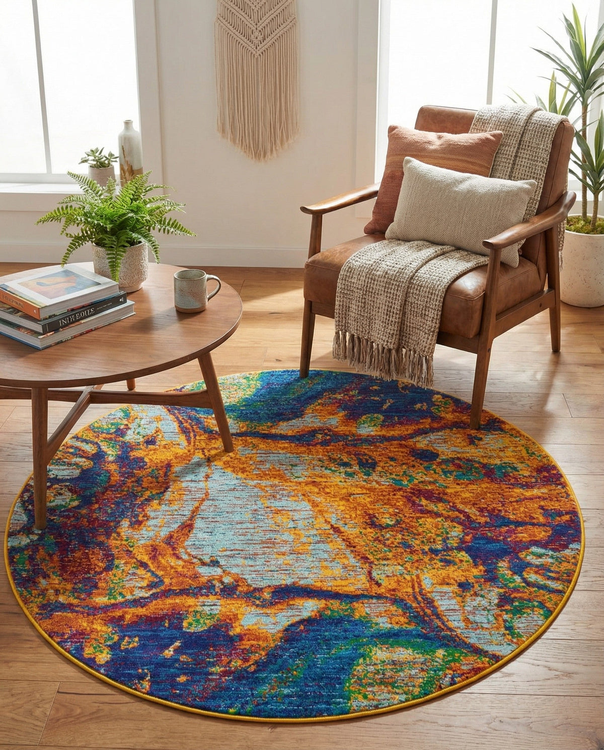 Caribbean Cove Collection Area Rug -  Bequia Round Multi  lifestyle 91