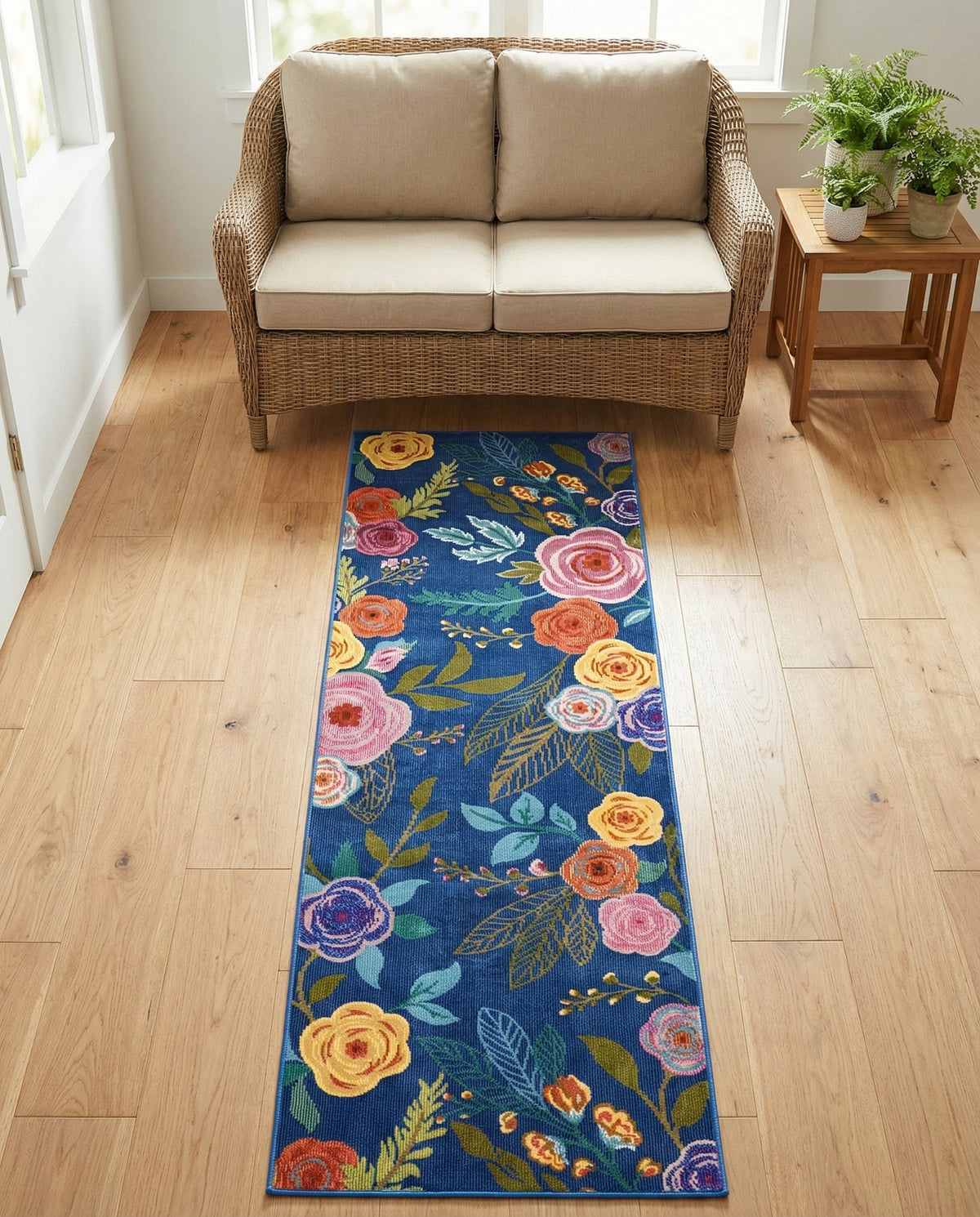 Meadow Breeze Collection Area Rug -  Petal Runner Blue  lifestyle 231