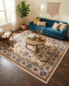 Casablanca Tapestry Collection Area Rug -  Marrakech (Ivory) Square Ivory  lifestyle 24