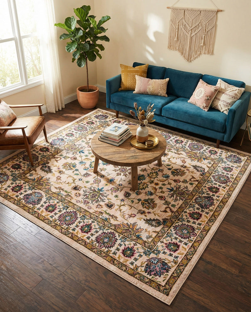 Casablanca Tapestry Collection Area Rug -  Marrakech (Ivory) Square Ivory  lifestyle 24