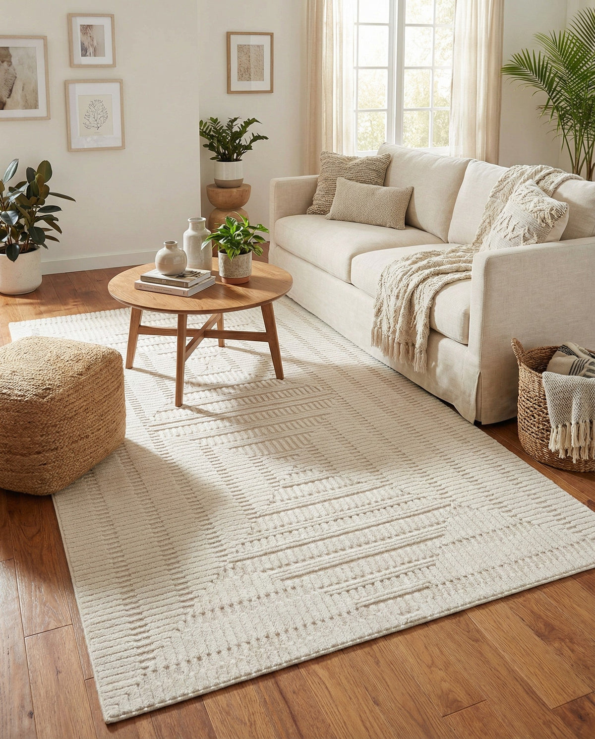 Haven Tapestry Collection Area Rug -  TranquilGlade Rectangle Ivory White  lifestyle 12