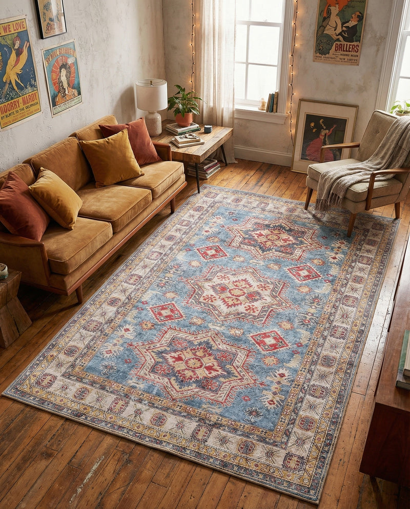 Heritage Elegance Collection Area Rug -  Neuschwanstein Rectangle Light Blue  lifestyle 29