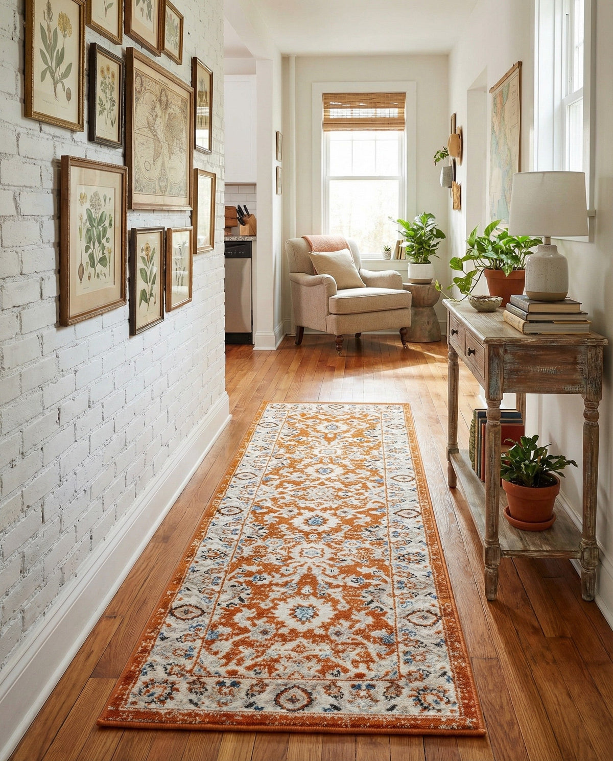 Savannah Elegance Collection Area Rug - Augusta (Rust Red) Runner Rust Red  lifestyle 88