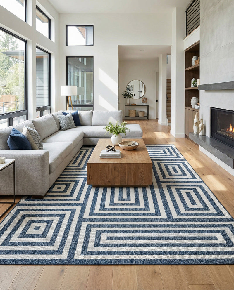 Urban Terrace Collection Area Rug -  Flatiron Rectangle Blue  lifestyle 41