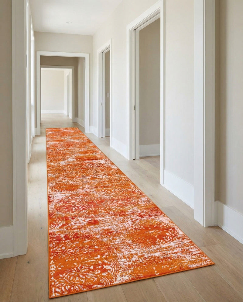 Riviera Elegance Collection Area Rug -  Monaco (Orange) Runner Orange  lifestyle 48