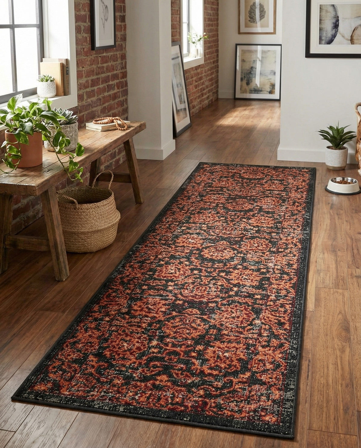 Geneva Terrace Collection Area Rug -  Lausanne Runner Black  lifestyle 191