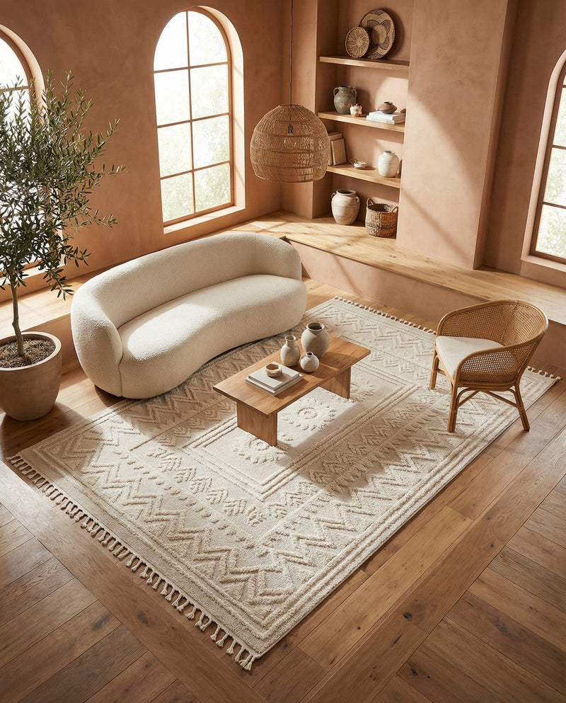 Sahara Chic Collection Area Rug -  Tangier Rectangle Ivory  lifestyle 63