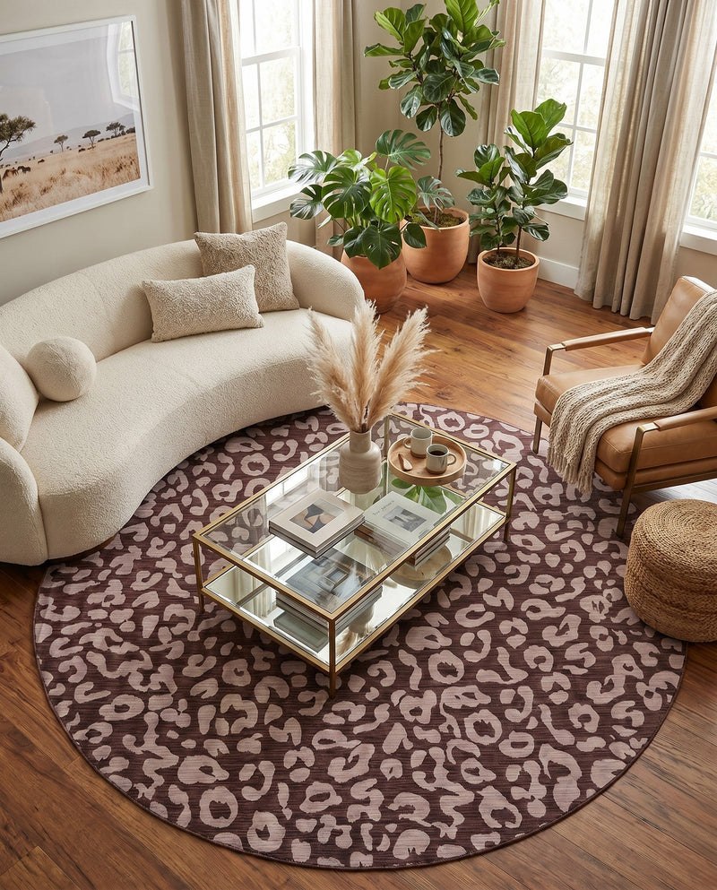 Savannah Escape Collection Area Rug -  Amazon (Brown) Round Brown  lifestyle 17
