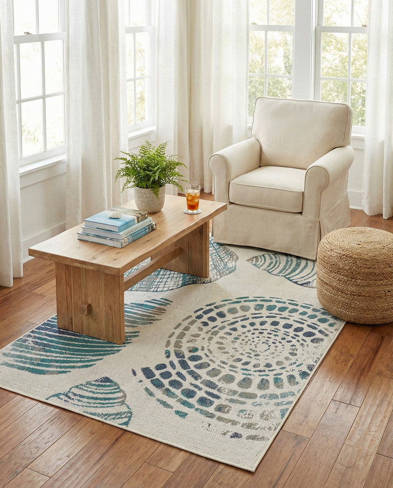 Seaside Haven Rugs Collection Area Rug -  Saltwater Rectangle Ivory  lifestyle 31