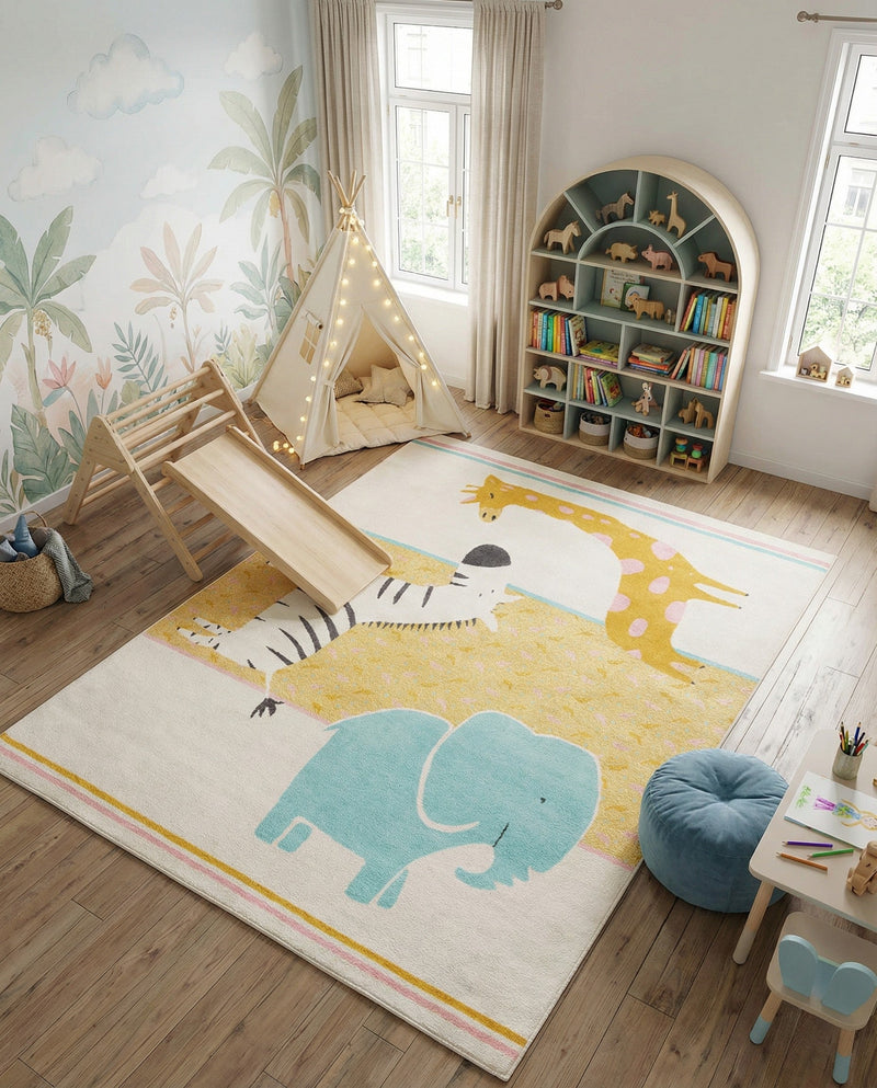 Wonder Tykes Collection Area Rug -  Wonderland Rectangle Ivory  lifestyle 7