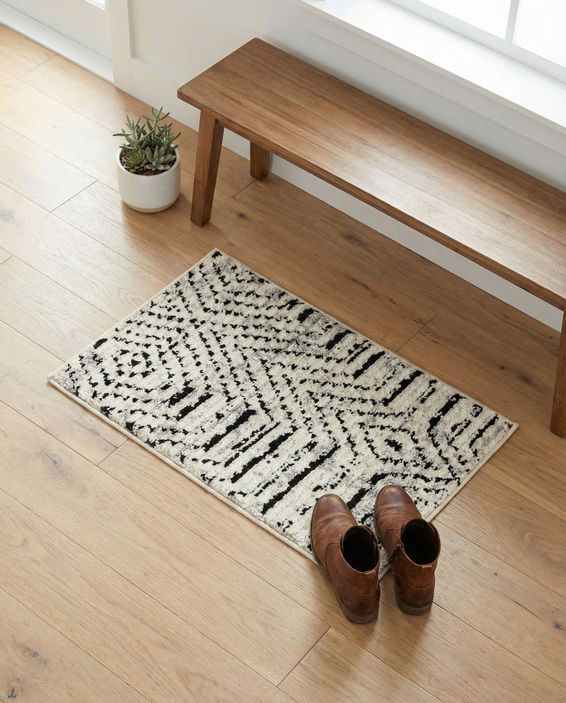 Marrakech Mosaic Collection Area Rug -  Tangier Rectangle Black and White  lifestyle 19