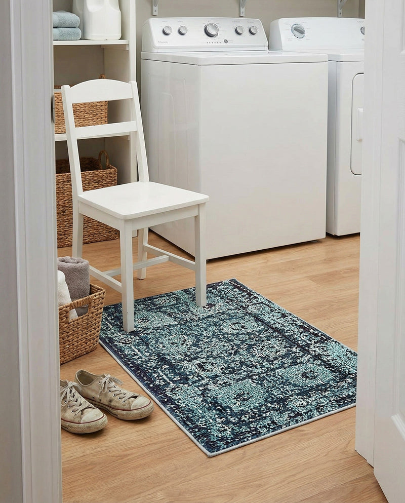 Chateau Elegance Collection Area Rug -  Louvre Rectangle Blue  lifestyle 29