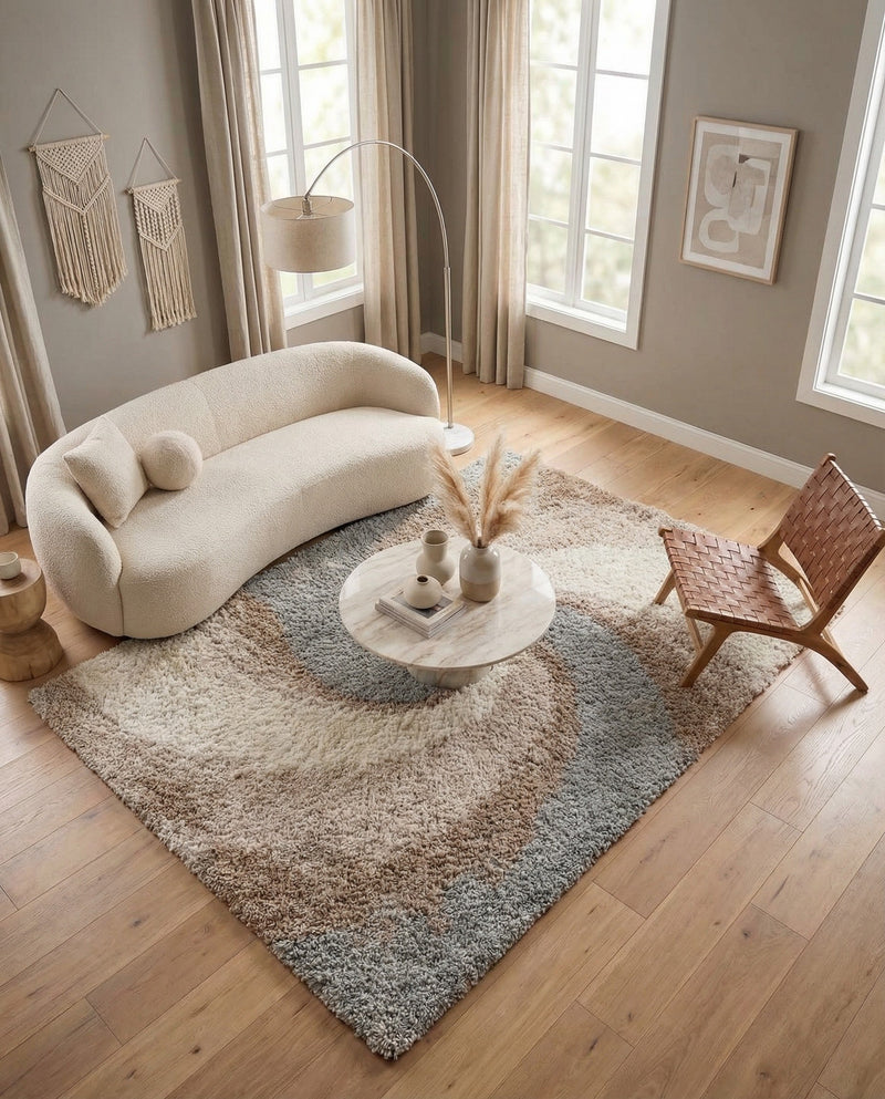 Cozy Haven Shag Collection Area Rug -  Oasis Rectangle Khaki  lifestyle 40