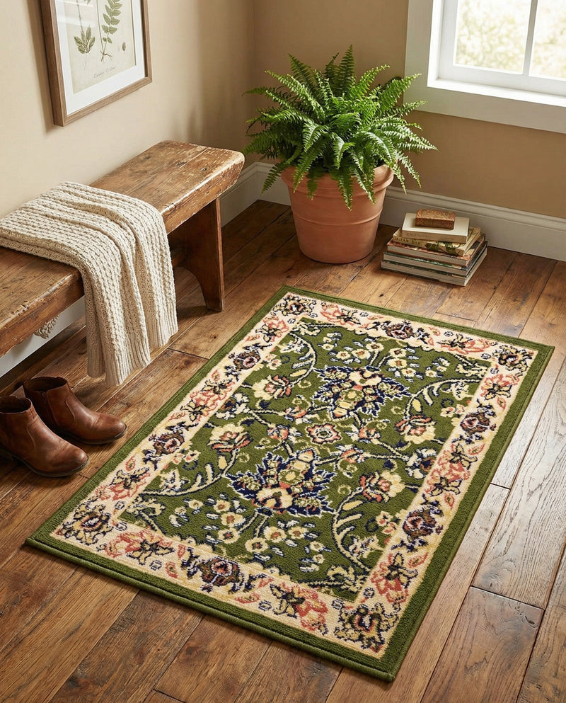 Isfahan Elegance Collection Area Rug - Naghsh-e Jahan (Green) Rectangle Green  lifestyle 46