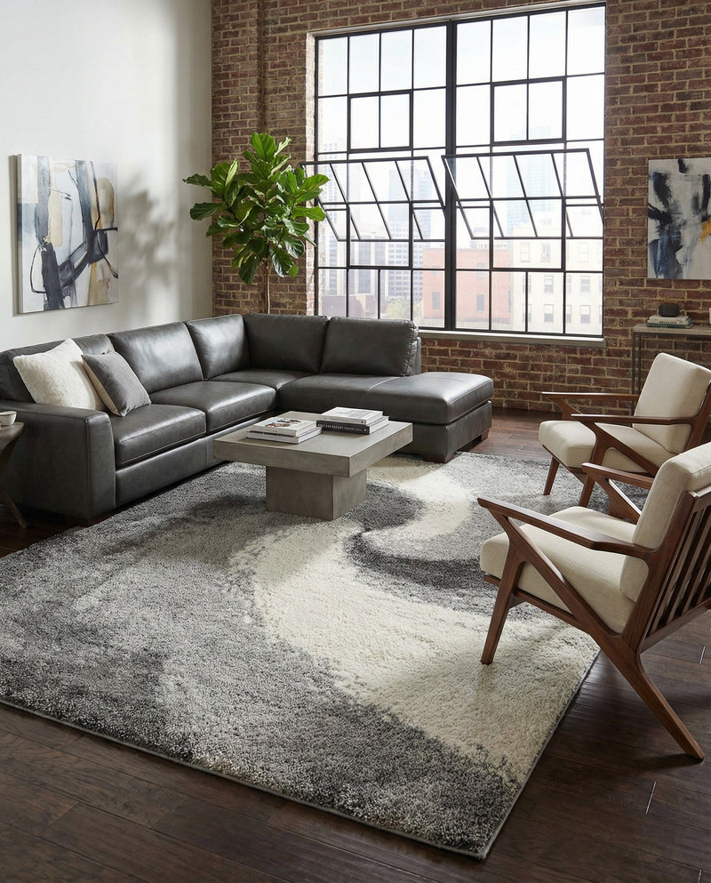 Cozy Haven Shag Collection Area Rug -  Oasis Rectangle Smoke Gray  lifestyle 27