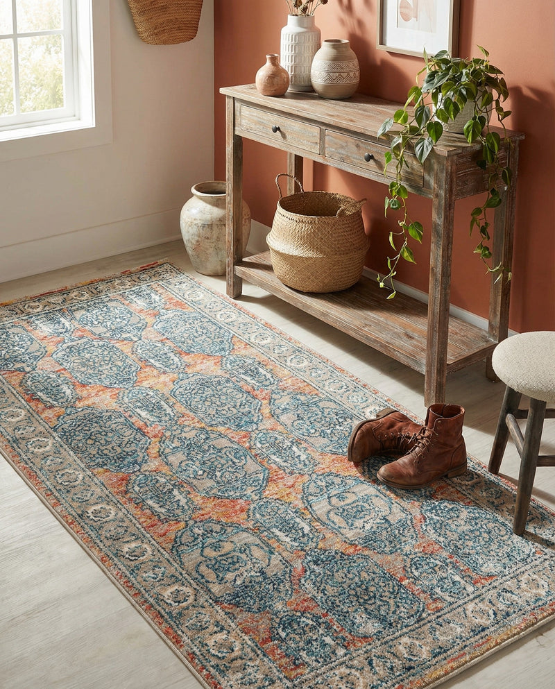 Seville Stripes Collection Area Rug -  Granada (Brick Red) Rectangle Brick Red  lifestyle 5