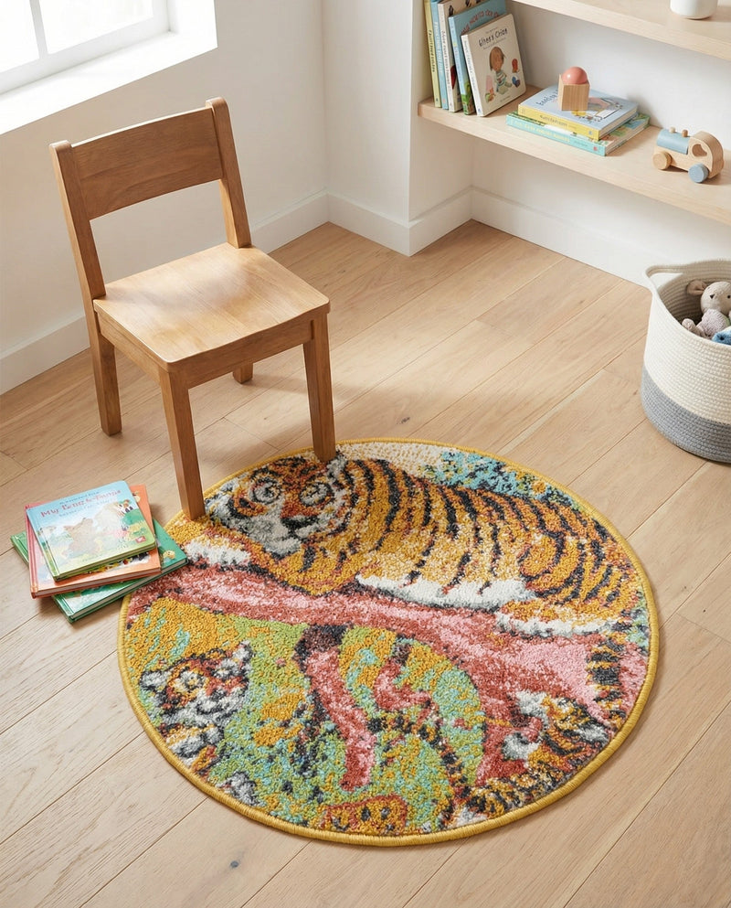 Wonder Tykes Collection Area Rug -  Groove Round Multi  lifestyle 38