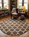 Lattice Gardens Collection Area Rug -  Bloomfield (Brown) Round Brown  lifestyle 28
