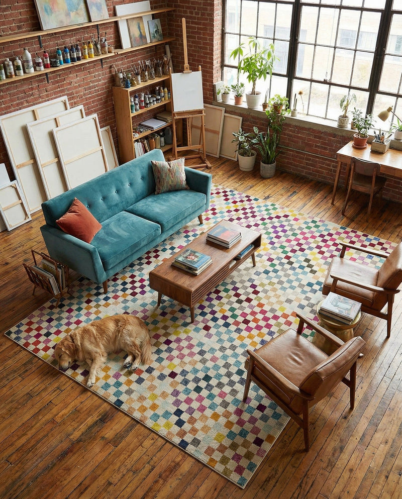 Chromatic Oasis Collection Area Rug -  Flora Rectangle Multi  lifestyle 14