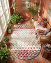 Mediterranean Lattice Collection Area Rug -  Casablanca (Ivory Multi) Oval Ivory Multi  lifestyle 31