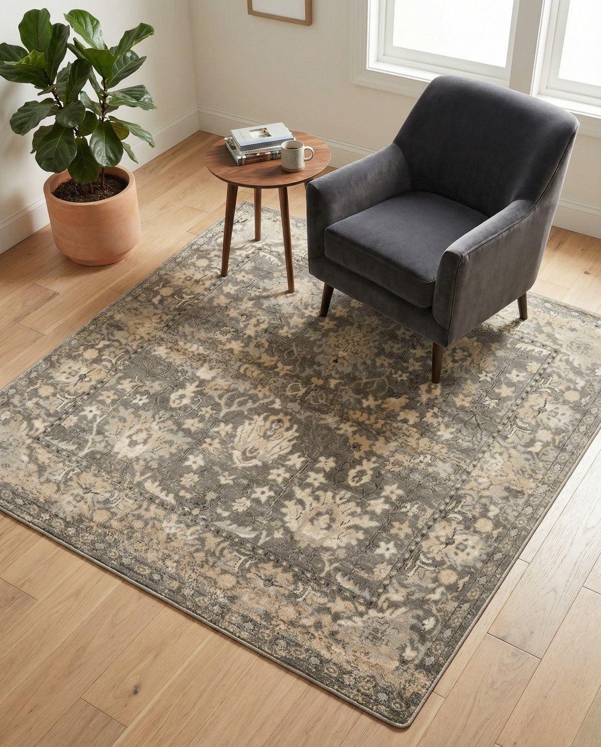 Cascade Range Collection Area Rug -  Shasta (Gray) Square Gray  lifestyle 119